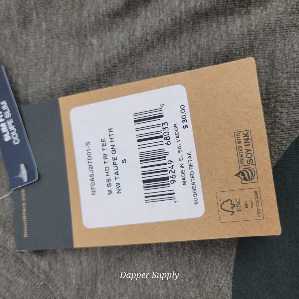 The North Face‎ Men's Small Tee Taupe Green Heather Slime Fit New